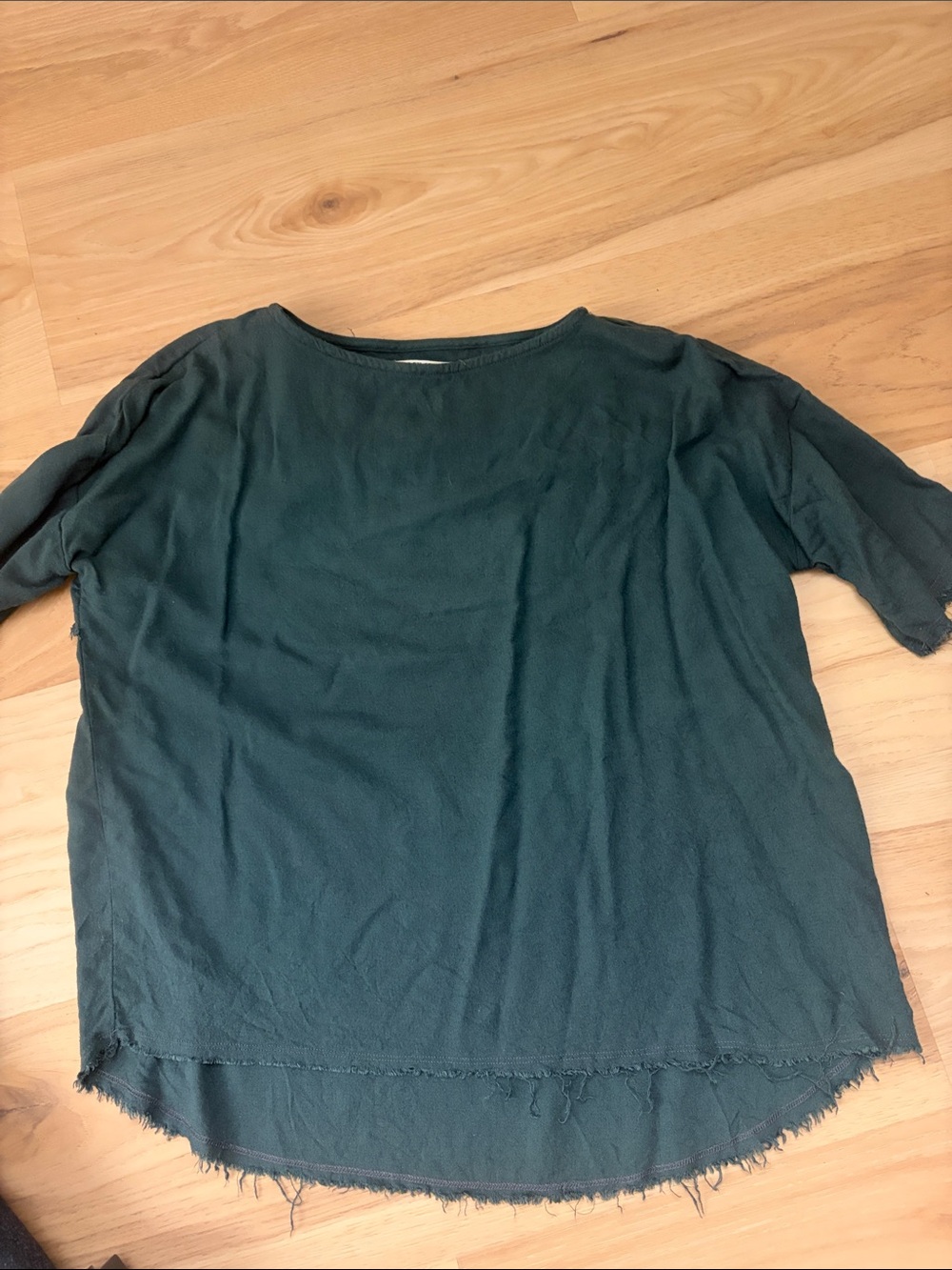 Women’s Dark Teal Short Sleeve Raw Hem Top